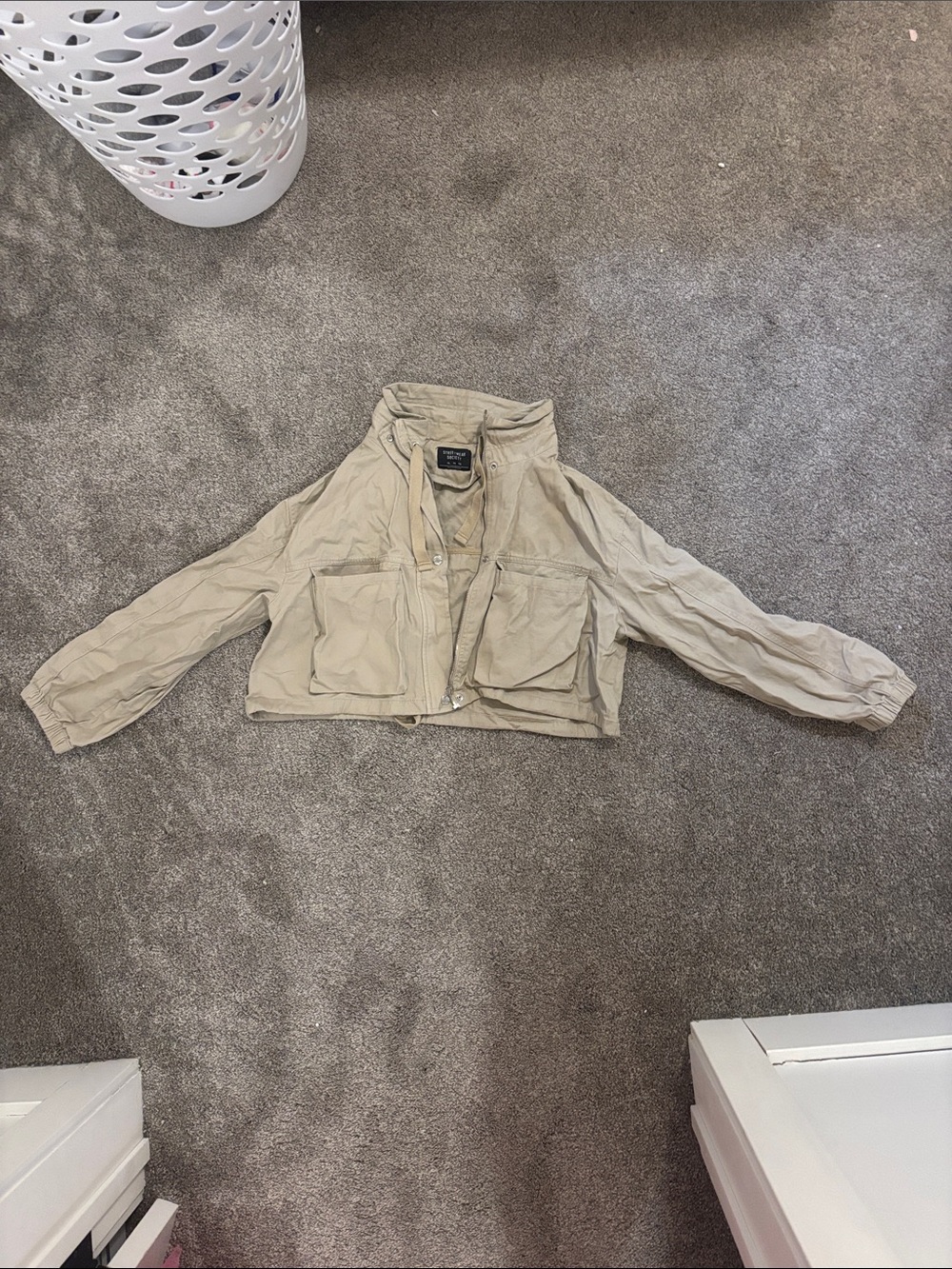Streetwear Society Beige Cropped Utility Jacket
